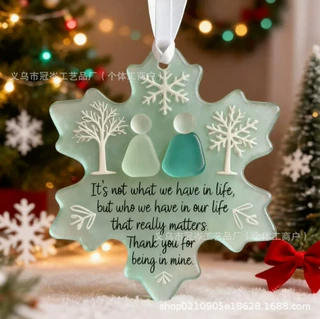 跨境新款 Snowflake Shaped Sea Glass Friendship Ornament