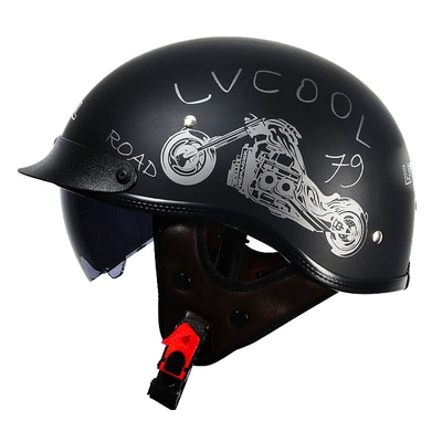 Motosiklet kaskı (dəbilqə) – Scoop Helmet Lightweight with Endoscope - 112-dumb-black-harley-with-black-mirror-s