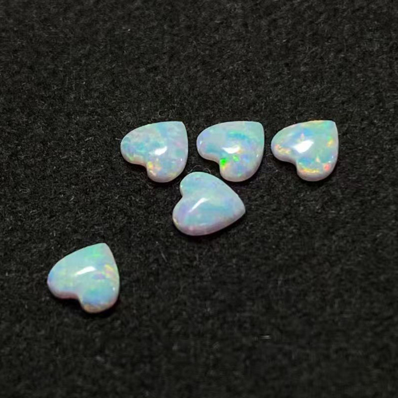 Op17 Heart-Shaped Phantom Opal Bare Stone Opal Artificial Gemstone Heart-Shaped Jewelry Ring Surface Inlaid with Main Stone