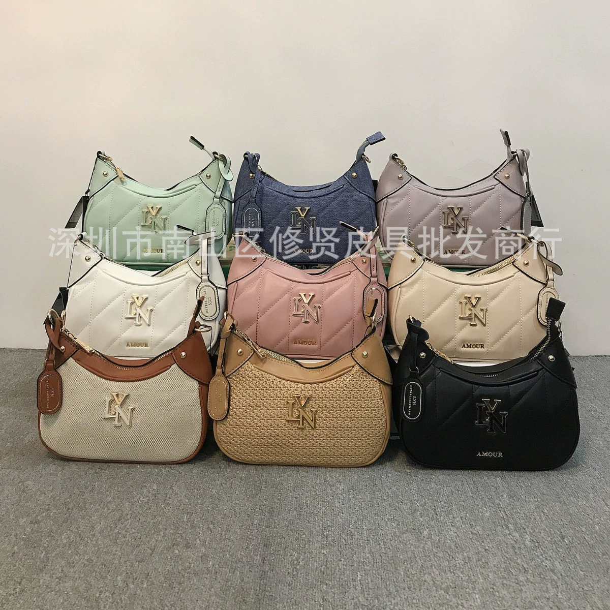 Solid color purse with diamond pattern, one-shoulder bag, phone bag