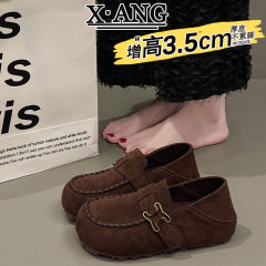 牛反绒全包内增高勃肯鞋2025新款秋季鞋子女软底不累脚一脚蹬单鞋