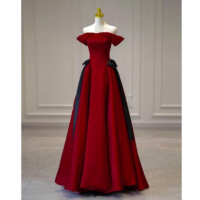 Vestido de satén de un solo hombro para mujer, estilo tostado, para otoño 2025, para novia, compromiso, boda, regreso a casa, estilo ligero y lujoso, sencillo