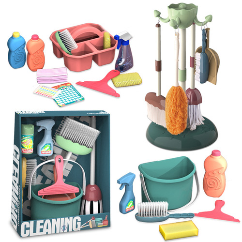 Children's sweeping toy broom and dustpan combination set simulates house cleaning vacuum cleaner for baby girls