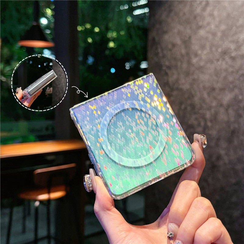适用三星zflip7磁吸手机壳Zflip 7代折叠屏镭射渐变zflip6翻盖套|undefined