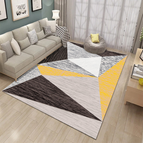 Luxury and simple printed living room bedroom crystal velvet carpet is not easy to fade, stain-resistant, anti-slip, geometric living room 
