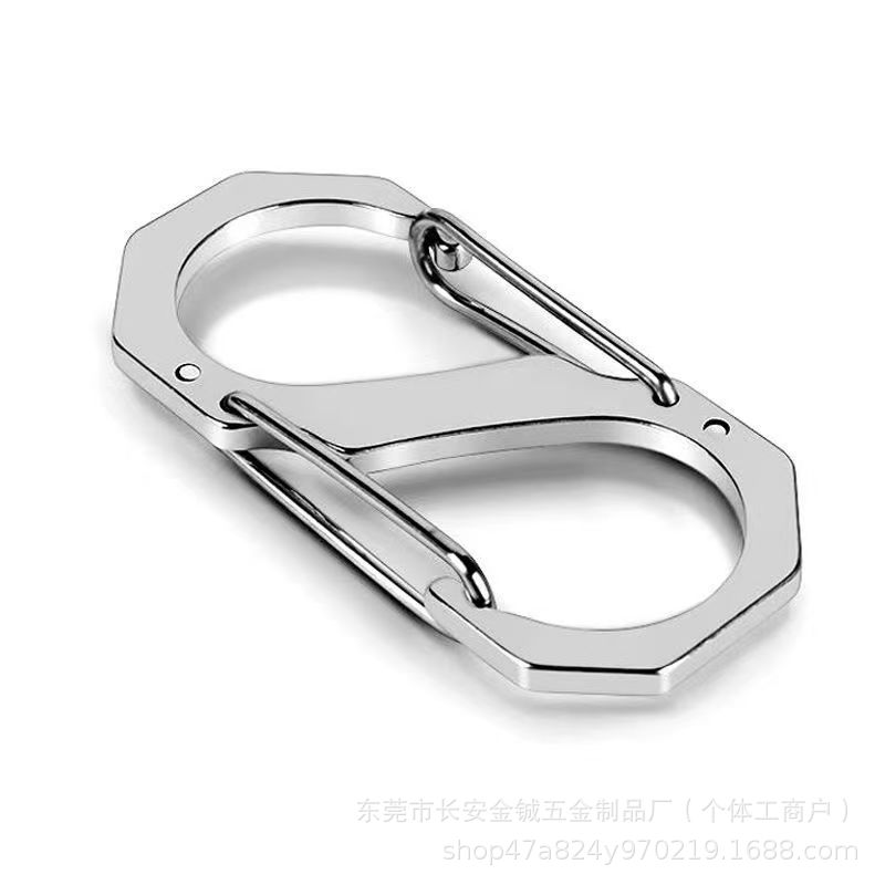 S-Shaped Stainless Steel Carabiner Oval Figure-8 Spring Buckle Outdoor Backpack Pull Buckle Zinc Alloy Material