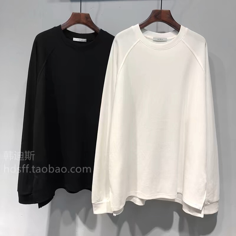 Extra Large Size 150kg Pure Cotton Long-Sleeved T-Shirt for Women 2026 New Early Autumn Loose Solid Color Slit Bottoming Shirt Top