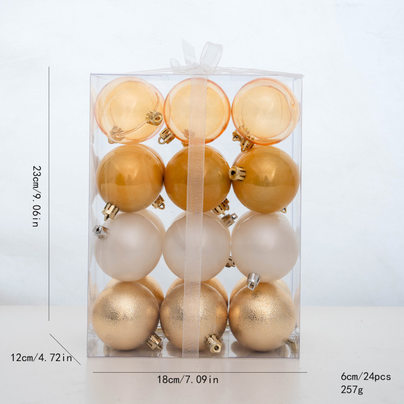 跨境新品6CM套装圣诞球节日装饰场景布置电镀吊球圣诞树装饰挂件|undefined