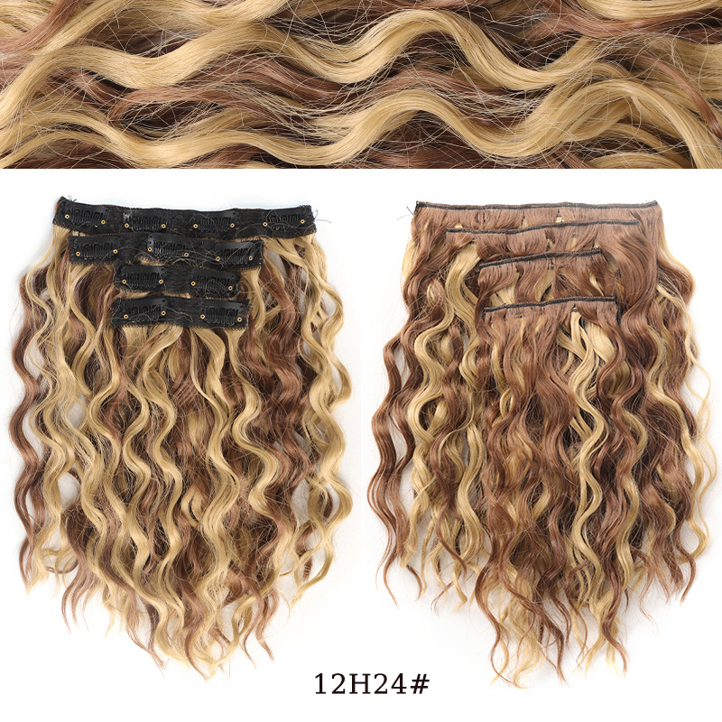 Extensii de păr sintetice cu clip ondulate efect undă_voghion.com