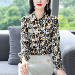 长袖衬衫女装早秋季碎花洋气新款妈妈装时尚印花气质衬衣上衣小衫