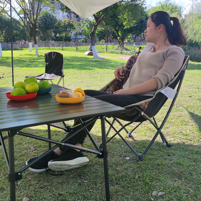 Outdoor Folding Recliner Fishing Barbecue Moon Chair Picnic Camping Self-driving Tour Leisure Arc Butterfly Chair Small Stool