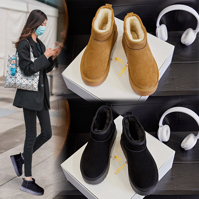 Genuine leather snow boots for women 2025 winter new warm outer wear…