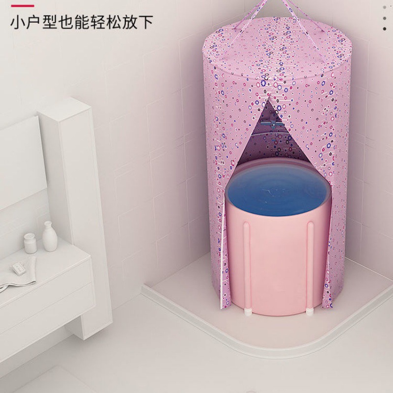 圓形洗澡浴罩浴帳防粘身三拉鏈冬天成人小孩加厚加大保溫保暖浴簾