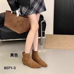 8071-3尖头瘦瘦靴短靴女鞋2025新款秋冬季低跟百搭韩系小踝靴子女