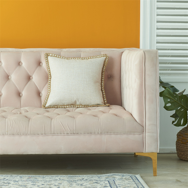 Housse de coussin de canapé décorative tissée en lin de couleur unie simple de style nordique nouvelle taie d'oreiller de décoration pour la maison_voghion.com