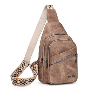 New Women's Fashion Sports Leisure High-end PU Soft Leather Women's Chest Bag Simple Fashion Solid Color Korean-style Chest Backpack