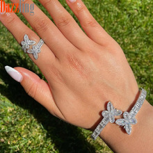 外贸速卖通微镶开口蝴蝶戒指锆石指环女士欧美时尚小众款一件代发