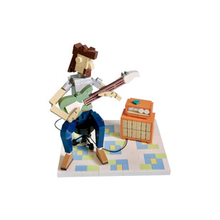 -150398 Improvisation Guitarist Building Block Model Small Particle Children's Educational Building Block Toy