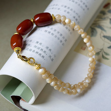 2025秋季上新双圈贝壳搭配战国红手链 原创文玩中式手串 一件代发