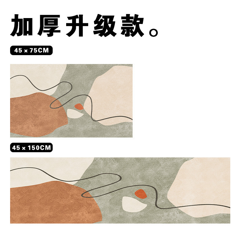 现代简约硅藻泥地垫家用长条吸水吸油厨房垫两件套耐脏易打理地垫|undefined
