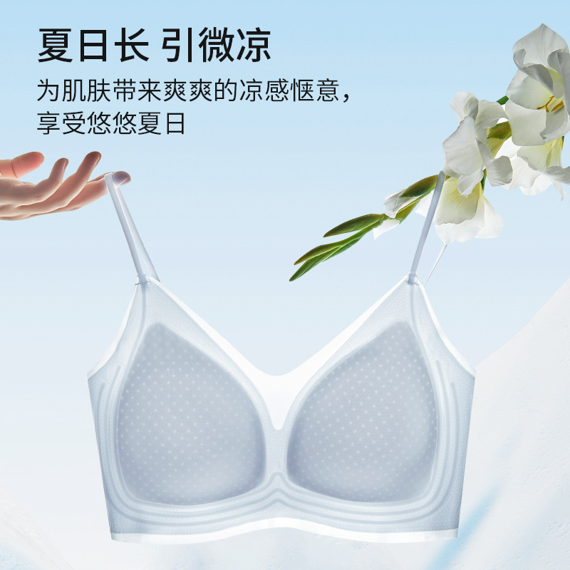 Mayorista gran pecho pequeña ropa interior mujer ultra delgada verano delgada cómoda y transpirable reunida en la parte superior del pecho sin marcas de sostén