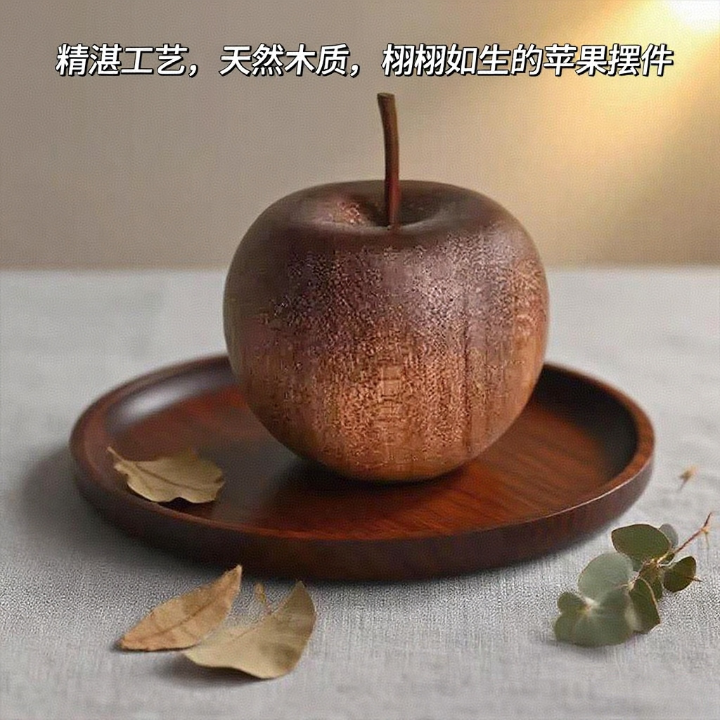 跨境装饰圣诞礼物木质苹果扩香摆件木工艺品可爱桌面小摆件家用