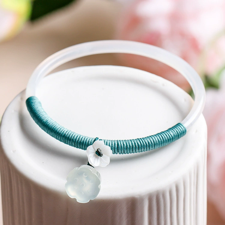 White organic agate woven bracelet