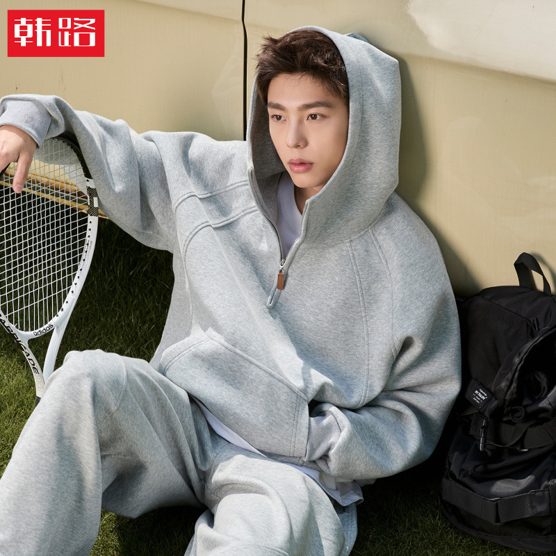 Three-Dimensional Segmented Structure 380g Heavyweight Half-Zip Hooded Sweatshirt for Men, Autumn and Winter Stand Collar Hoodie, Short Wide Casual Jacket Three-Dimensional Segmented Structure 380g Heavyweight Half-Zip Hooded Sweatshirt for Men, Autumn and Winter Stand Collar Hoodie, Short Wide Casual Jacket