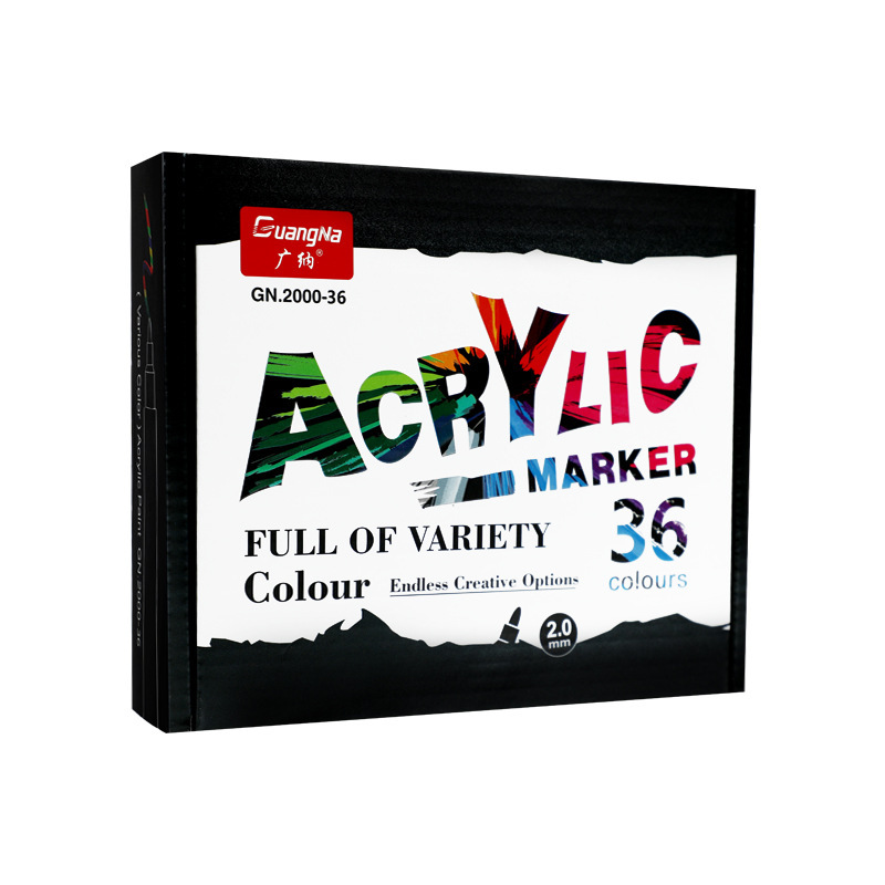Guangna 2000 a base de agua de 2mm marcador de acrílico tipo prensa 12 colores 24 colores 36 colores 48 colores traje transfronterizo exclusivo