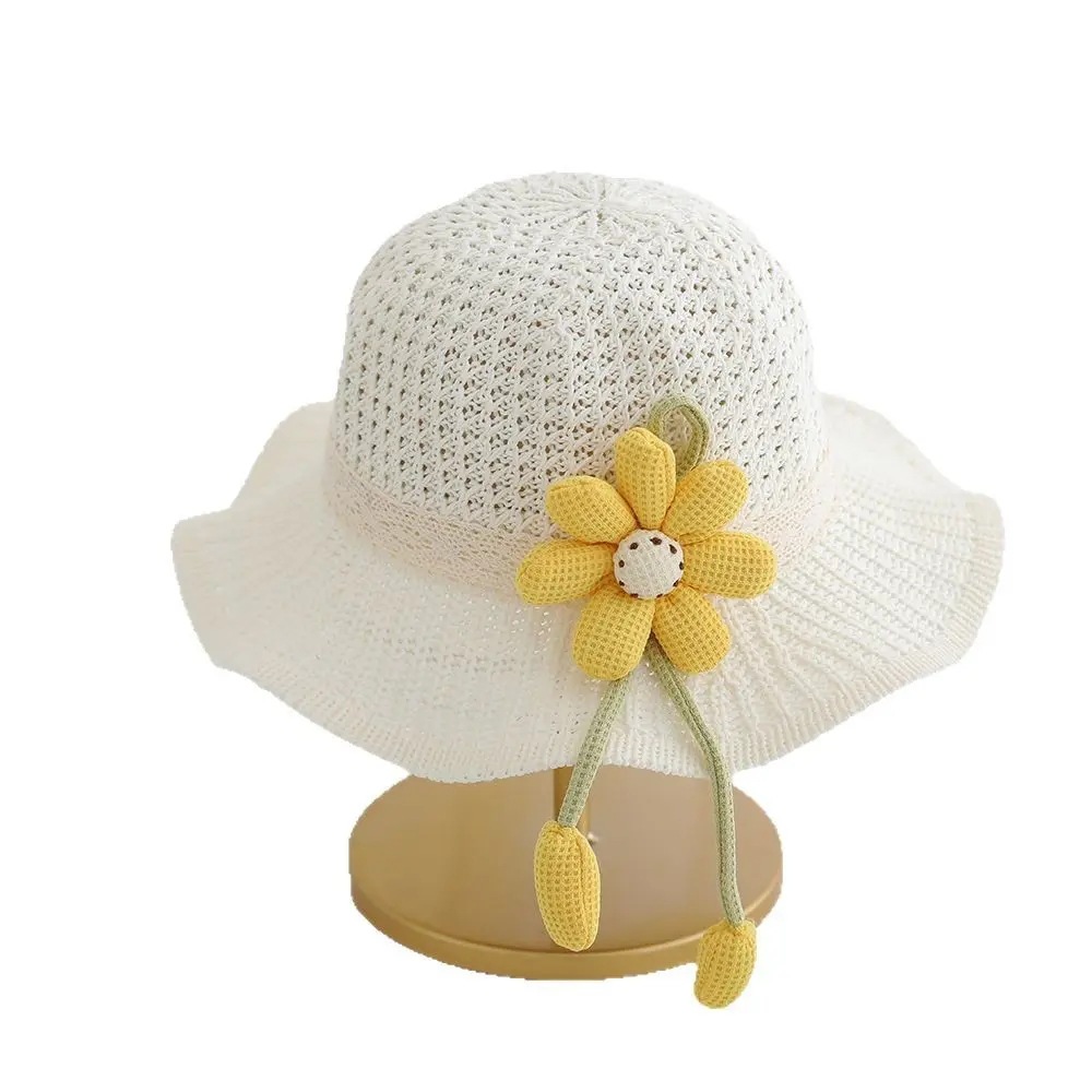 Sombrero de paja para niños, niños y niñas, sombrilla, sombrero de pescador, viento de princesa de verano, sombrero de sol, sombrero de paja de playa con lazo de flores