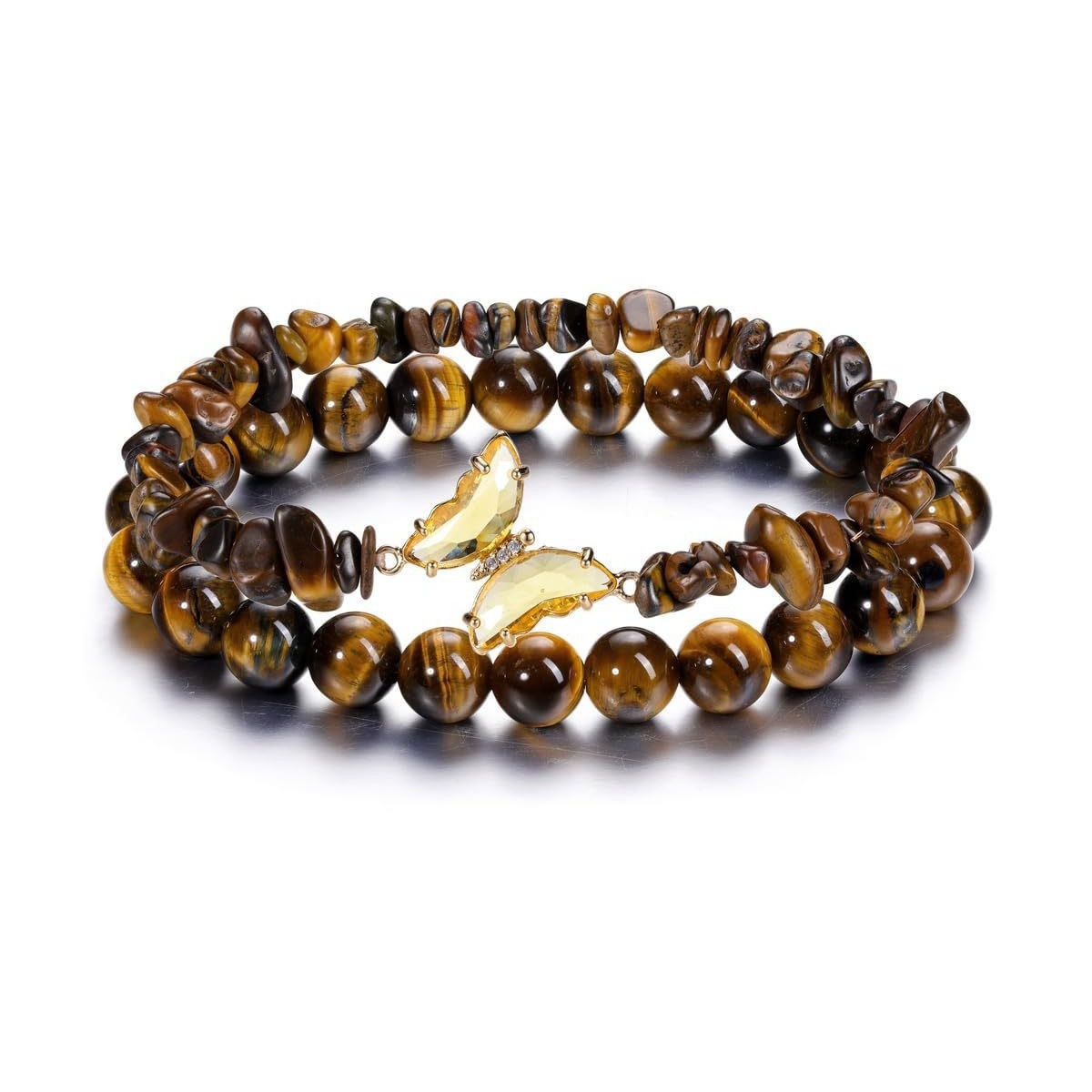 Natürliches Amethyst Schmetterling Armband Mit Elastischen Perlen_voghion.com