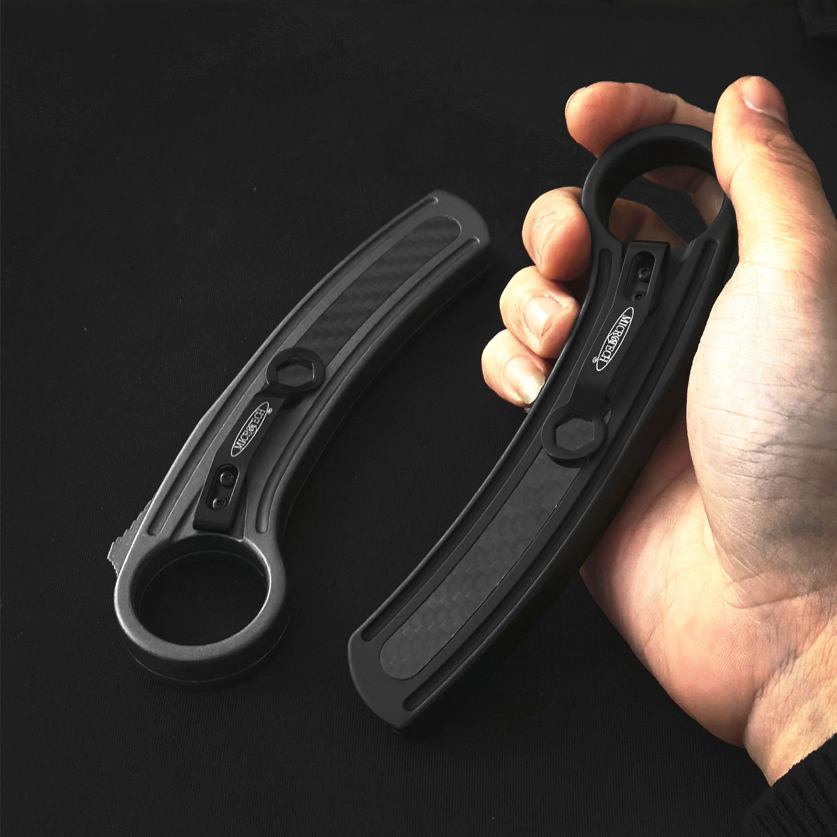 现款OTF户外微技术多功能锌合金碳纤贴弯刀柄