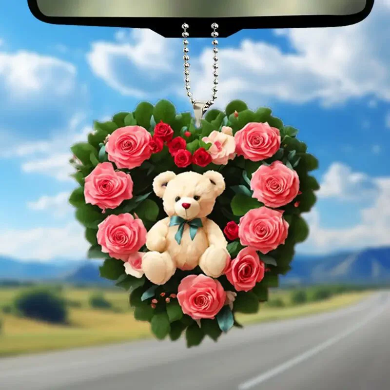 2D акриловый кулон на День Святого Валентина Роза медведь автомобиль подвесной рюкзак брелок украшения трансграничная горячая Распродажа праздничный подарок