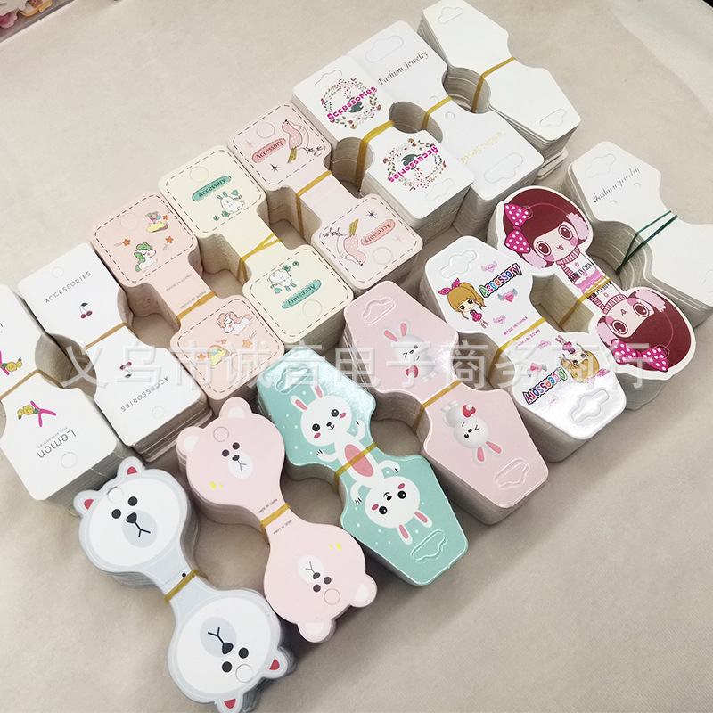 韩版 可爱女孩儿童对折皮圈皮筋发圈发绳卡纸 头饰饰品卡片直销