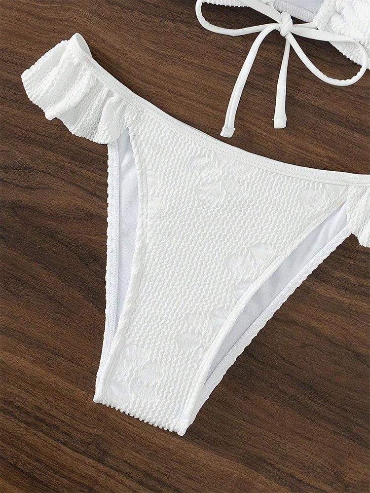 Bikini 2024 new solid color strapless fly edge split bikini triangle hot spring swimsuit for women's ins_voghion.com