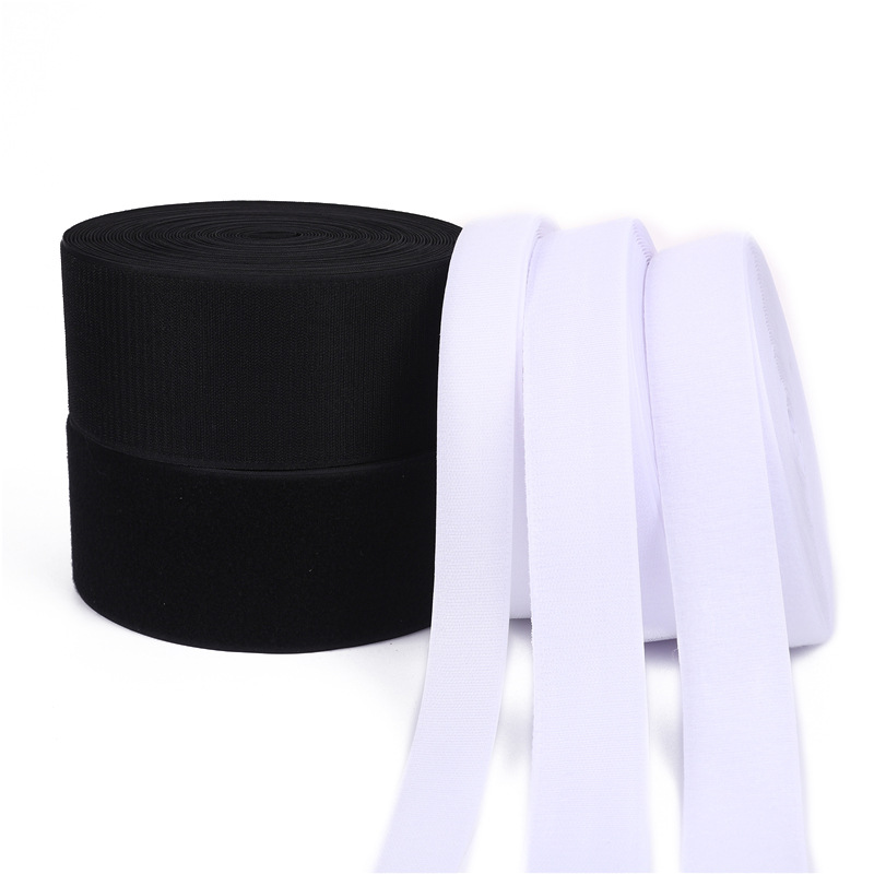 Cierre de Gancho y Bucle de Poliéster Negro para Maletas, Cinta de Gancho y Bucle para Accesorios de Ropa, Cierre de Gancho y Bucle para Ventanas de Pantalla, Venta al Por Mayor del Fabricante