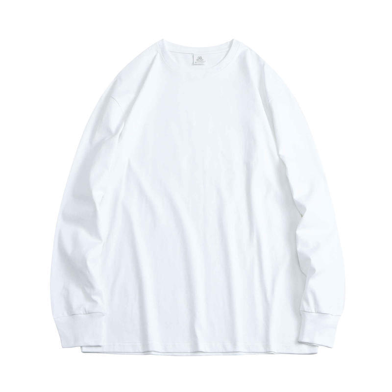 Heavy Weight Combed Round Neck Long-Sleeved Pure Cotton T-Shirt Custom Logo Off-Shoulder Loose Advertising Shirt Work Clothes Printed Embroider