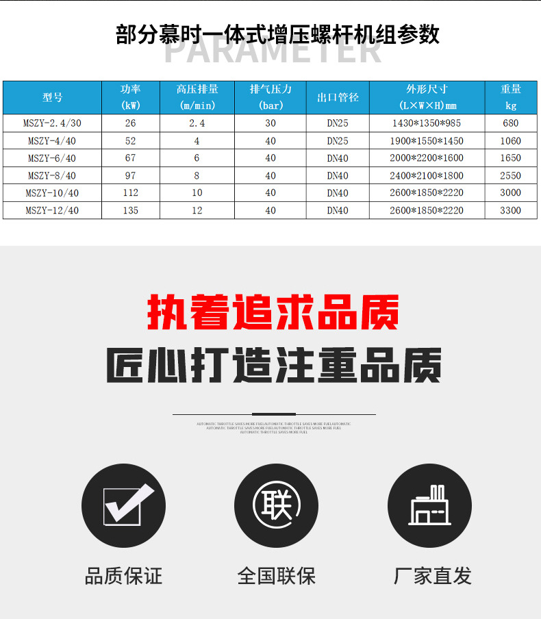 Screw-type air compressor 30 kg 40 bar industrial-grade high-pressure air pump for blow molding