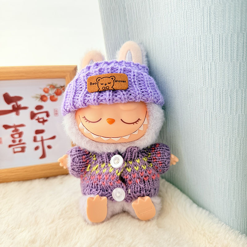 Solo ropa] Llavero de primera y segunda generación Labubu colgante de ropa Rabubu ropa de bebé suéter de punto traje de sombrero