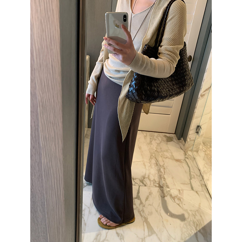 FOX ROOM A-line drapey long skirt that conceals the hips and creates a slimming effect, 2026 autumn new style, casual modal skirt Y340 FOX ROOM A-line drapey long skirt that conceals the hips and creates a slimming effect, 2026 autumn new style, casual modal skirt Y340