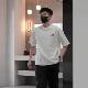 Pure Cotton Short Sleeve T-Shirt Men's Round Neck Loose Top Trendy Brand Hong Kong Style Japanese and Korean Style Fashion T-Shirt New Heavy Base Shirt
