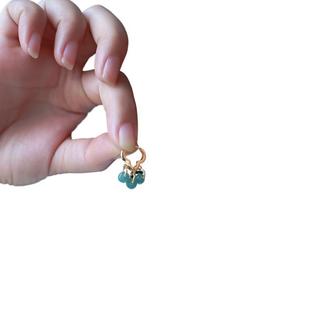 Amazon Aliexpress Supply Women's Natural Blue Water a Goods Jade Earrings 14K Gold-Injected Four-Leaf Clover Abacus Bead Earrings