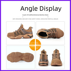 Cross-border women's safety shoes, woven lightweight steel toe anti-punching anti-piercing protective work safety shoes