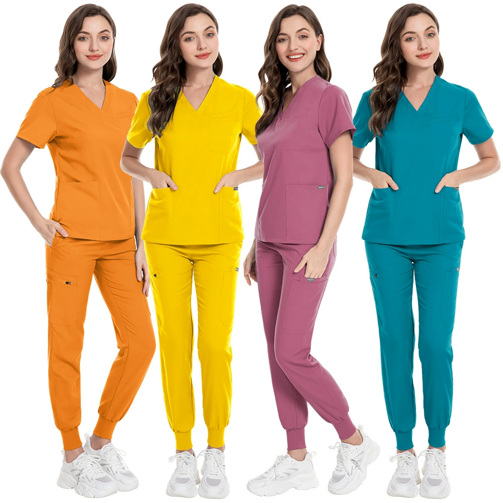 Трансграничная новая женская одежда для медсестер с короткими рукавами и V-образным вырезом Рабочая одежда Униформа Одежда для медсестер костюм Высококачественная одежда для ручной стирки