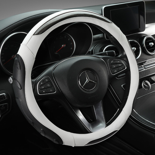 Factory-made new style fashion splicing four seasons available car steering wheel cover leather carbon fiber multiple models 
