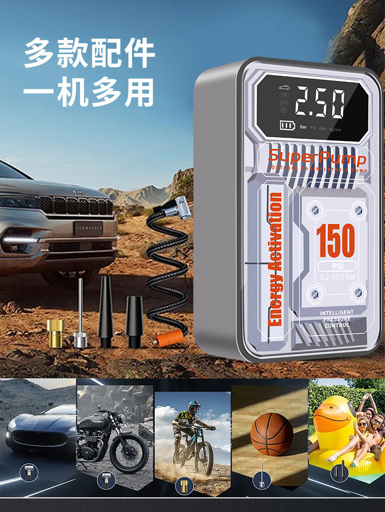 Car Inflator Wireless Car Portable Car Inflator Electric Car Tire High Pressure Inflator