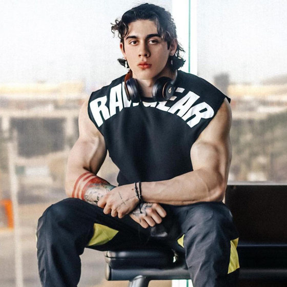 Summer new vest men's moisture wicking muscle-showing letter vest sports fitness casual wide shoulder round neck vest