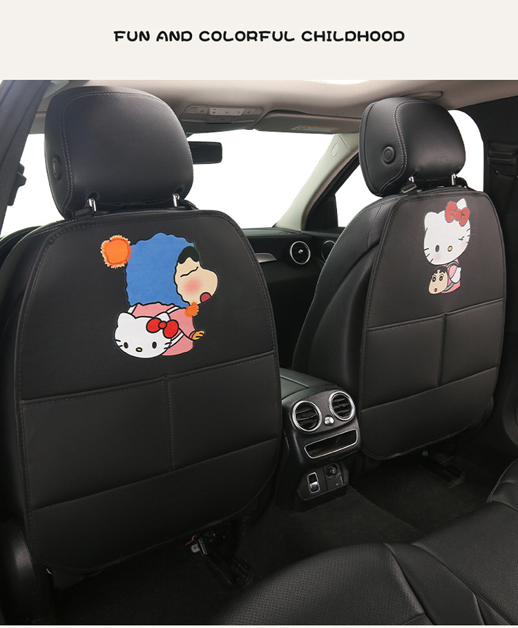 Car Anti-Kick Pad, Kidsren's Seat Back Cartoon Anti-Kick Pad, Wear-Resistant Leather Rear Seat Back Pad, Kt Cat Crayon Shin-Chan Pad