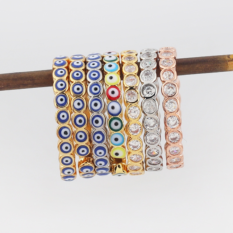 Simple Style Devilu0027S Eye Copper Open Ring Inlay Zircon Copper Rings