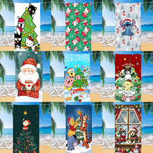 跨境热卖圣诞节超细纤维沙滩巾吸水运动毛巾活性印花速干游泳浴巾